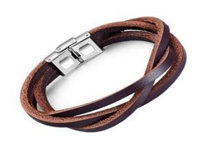 Fashion Mens Women Brack Brown Leather Charm Bracciale Design fatto a mano Hip Hop Jewelry Punk Bracelets Gifts per Men9074316