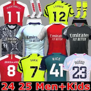 24 25 Saka Soccer Jerseys Smith Rowe G.jesus Saliba Fan Wersja gracza Odegaard Martinelli 23 24 Nketiah Football Zestawy Koszulka Mężczyzn Mężczyzny dla dzieci