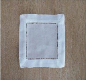 Vit Linencotton Hemstitched Cocktail Serveins 5 PCS 6quot x 6quot Stiger Hem Stitch Cloth Servikare Coasters4087052