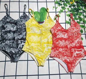 Retro Jungle Pattern Bodysuits Sexy Backless Swimwear 3 Colors Elastic Designer Girls One Piece Swimsuits9411057