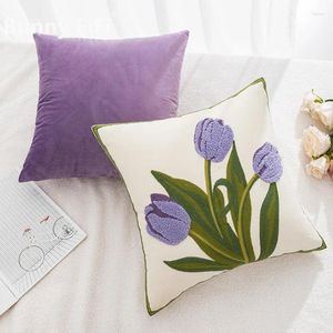 Pillow Nordic Ins Style Towel Embroidered Flower Pillowcase Cover For Family Model Rooms Living Sofas Pillows Car Backrests