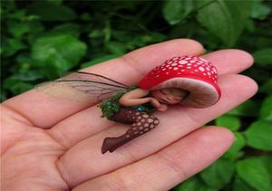 Mini Sleeping Mushroom Fairy Statue Handmålade harts Hantverk Ornament för hemträdgårdskontor Dekoration Hantverk Barn Små gåvor 26518926