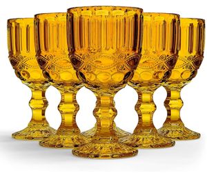 Bursztynowe szklanki kruche Zestaw napojów Zestaw Wodnych Szklanki w kolorze kieliszki do wina Picie Szklanki Vintage Glass Cureware idealne na imprezę