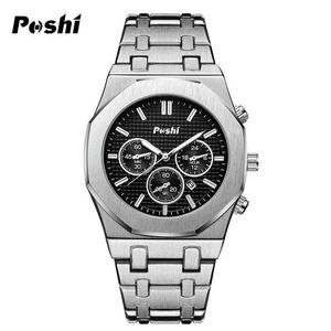 Wristwatches Luxury Quartz Stainless Steel Business Mens Watch with Date Timing Code Gift H240504