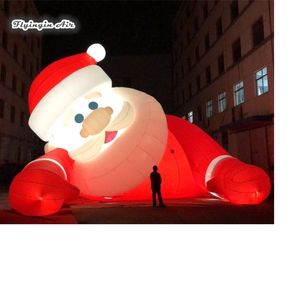 wholesale House Roof Decorative Lighting Inflatable Santa Claus 4m 13ft length Friendly Father Christmas With Led Lights For Christmas Eve