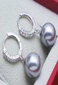 1012mm Round Navy Blue South Sea Shell Pearlörhängen 925 Pendientes örhängen för kvinnor Sterlingsilverjewelry9684155