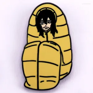 Broşlar sa aizawa-sleeping çanta emaye pin anime karakter rozeti takı
