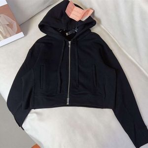 24 Spring New Nanyou Miu Pure Cotton Loop Fabric Wygodna i oddychająca litera rozszerzona sweter z zamkiem błyskawicznym