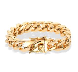 Cadeia de link 814mm Minp Hop Hop Bracelets para homens aço inoxidável 18K Gold Electroplating Bracelet Jewelry Acessórios Wat6578785