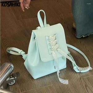 School Bags Korean Ins Women Sweet Bandage Backpack Y2k Aesthetic Students All Match Schoolbag Girls Casual Preppy Mini Backpacks Trendy