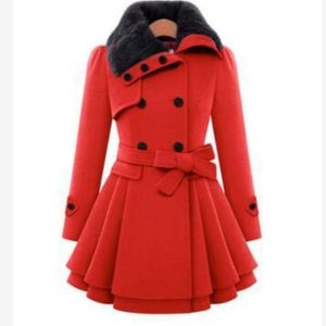 New Woolen bowknot Jacket Female Long Section Korean 2018 Autumn Winter Slim Little Woolen Coat Warm Coat 2018 Fashion Plus Size 4XL Hot 264O