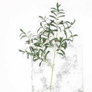 Decorative Flowers Bedroom Green Plastic Artificial Olive Branch Elegant Fake Tree Branches Living Room Office Desktop Decoration