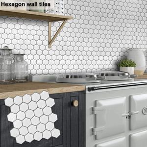 Hexagon Wall Tile Stickers 3d Viny Wallpaper Strong Adhesive Tiles Backsplash for Kitchen and Bathroom 110 Pieces 240429