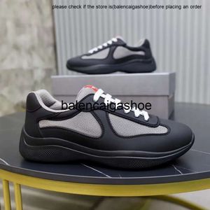 Pradshoes Quality Prades America Super Perfect Men Cup Sneakers Shoes Soft Rubber Bike Fabric Man Technical Factic Calfskin Casual Walking Comfort Sports Sports