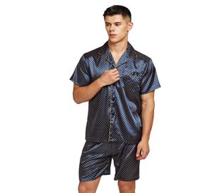 Tony Candice cetim pijamas de seda para homens Rayon Silk Sleepwear Summer Male Paijama estabelecido camisola macia para homens pijamas2974994