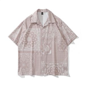 Vintage Retro Paisley Pintura gótica camisa masculina e blusas de tamanho estético férias soltas de verão Brown Hawaiian Tops 240426