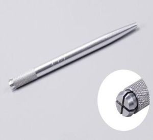 100pcs Silber Aluminium professionelles Handbuch Tattoo Pen Permanent Make -up Tattooing Stift 3d Augenbrauen Stickerei Microblading Pen3773113