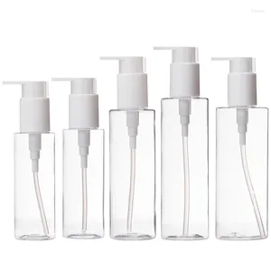 Bottiglie di stoccaggio 100 ml 120 ml 150 ml 200 ml 250 ml Cimera Libra rotonda in plastica rotonda Pompa bianca Pompa per imballaggio cosmetico vuoto Contenitore riempibile