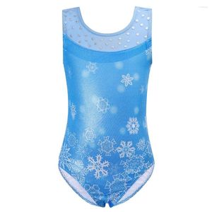 Stage Wear Leotards for Girls Ginástica Dança Snowflake Padrivled Ballet Tutu Dress Roup Roup Bikeard