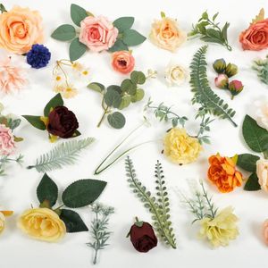Декоративные цветы 59 шт. Смешайте искусственное шелковое цветочное зелень комбинированное набор фальшивое растение для DIY Crafts Букеты