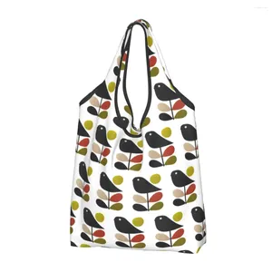 Förvaringspåsar Orla Kiely STEM och Bird Groceries Shopping Bag Custom Shopper Tote axel bärbar skandinavisk stil handväska