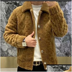 Męskie sweattera kurtka jesienna moda na lapy dzianinowy sweter skoczkowy płaszcz kropla dostawa odzież dhwd8
