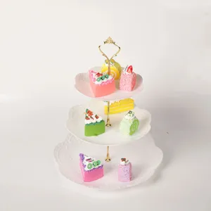 Party Supplies 3 Layer Round Plastic Cake Stand Fruit Drop Display Tower Suitable For Weddings Birthday Parties Tea