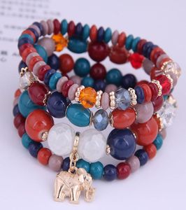 4pcsset bohemia resina perle di cristallo braccialetti di pietra per donne bijoux elefante affascinante braccialetto femme gioielli 20215099548