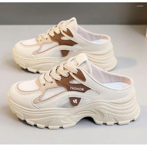 Casual Shoes Summer Woman 2024 Trend Sports Vulcanized Closed Toe Sandals Thick Sole Half Sneakers Tennis Footwear Zapatillas