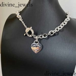 Colar de designer de tiffanyjewelry tiffanyjewelry pulseira de prata esterlina t pingente de pêssego de pêssego de pingente grossa de colar de colar feminino em forma de coração 5054