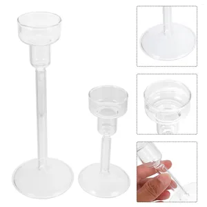 Titulares de vela 2 PCS elegante e elegante vidro claro