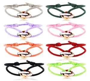 Bracciale in acciaio inossidabile 3 nastro in metallo con fibbia in pizzo in pila di corda di colore dimensione regolabile per le donne unisex regalo Holiday8457866