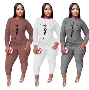 2021 Fall Winter Plus Size Women Tracksuits Fashion Casual Large Letter Tryckt Två stycken Set kläder L4XL4355419