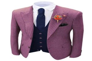 Men039s ternos Blazers 1 peça Lã xadrez laranja tweed blazer blazer broomsmen Notch Lapeel Mens Jaqueta para noivo de casamento Slim Fi3789507