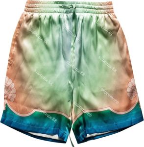 Sycylijska stopniowa zmiana 22SS Silk Shorts Mężczyźni i kobiety moda letnia plaża Zestaw Hawajskie Straszki Koszule TEES2965550