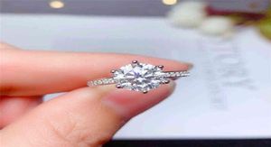 Anel de moissanita de Leechee com certata VVS1 Excelente Cut Women Engagement Gift Laboration Diamond Real 925 Solid Silver2735517