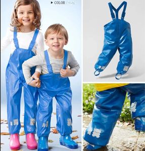 Clothing Sets Rain Kids Bib Pants Overall Pu Rainwear With Suspenders Insulated Fleece Inside 4-5 Years Old