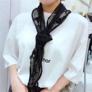 Scarves Women Lace Scarf Shawl Solid Color Head Wrap Bandanas Outdoor Thin Silk Spring Summer Hair Band Versatile Collar Headband