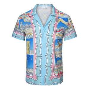 Дизайнерская модная футболка Hawaii Floral Letter Print Пляжные рубашки мужская дизайнерская шелковая рубашка для боулинга повседневные мужчины Лето с коротким рукавом свободно азиат Sizq35