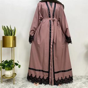 Abbigliamento etnico Donne Abaya Musulmano Muscola Long Sleeve Lace-Up Abayas Gowns Gowns Cardigan Marocco Vamineds