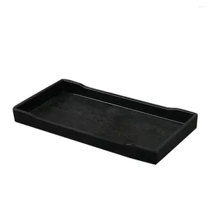 Tea Trays Plastic Plain Serving Tray Breakfast/ Snack Kitchen Platter Black