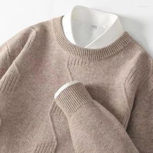 Jumpers de suéter de cashmere de cashmere de cashmere solto e pescoço de inverno roupas de inverno pullovers masculino machado lã de malha