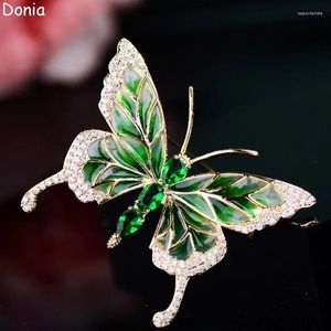 Brooches Donia Jewelry Fashion Enamel Copper Micro Inlay Zircon Butterfly Brooch Blazer Accessories Scarf Bag Dress Luxury Pin