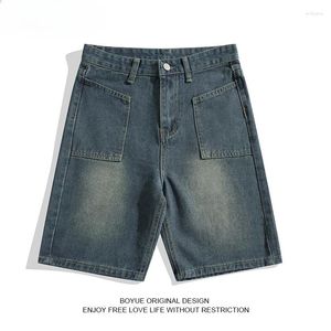 Mäns shorts 2024 Sommar denim för män jeans rakt klippt affärsavståndsträcka modefickor beskurna byxor cowboys b68