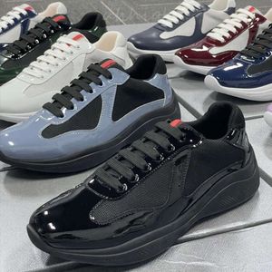 Sapatos de grife de grife masculino Americas Cup Sneakers Sneaker de couro de alta qualidade Treinadores planos de couro de malha Sapatos casuais de corredor ao ar livre Sapatos esportivos Tamanho 35-45