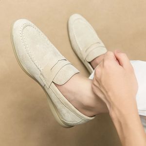 Wysokiej jakości oryginalne buty skórzane Penny Men Menafers Wsuń na zamszowe swobodne buty buty komfortowe buty do jazdy mężczyzn Mężczyzny Flats Footwear 240430