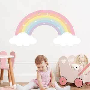 Cartoon Pastel Rainbow Clouds Custom Name Wall Decal Girl Nursery Removable Vinyl Sticker Kids Bedroom Home Decor Gifts 240429