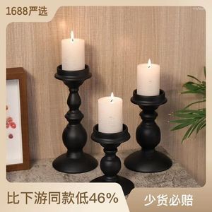 Ljusstakar Withered Black Nordic Cup Lacked Iron Candlestick Set Home Decoration Candlelight Dinner