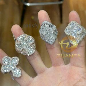 INS 18K placcato a caldo venduto anelli di diamante moissanite maschile 925 anello di ghiaccio in argento sterling croce anello di fidanzamento moissanite