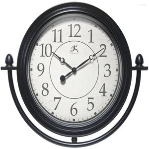 Wall Clocks 17"x20" Round Finial Clock Black Analog Indoor Quartz Movement Plastic Case 1 Battery Not Included 17"H 20"W 2"D